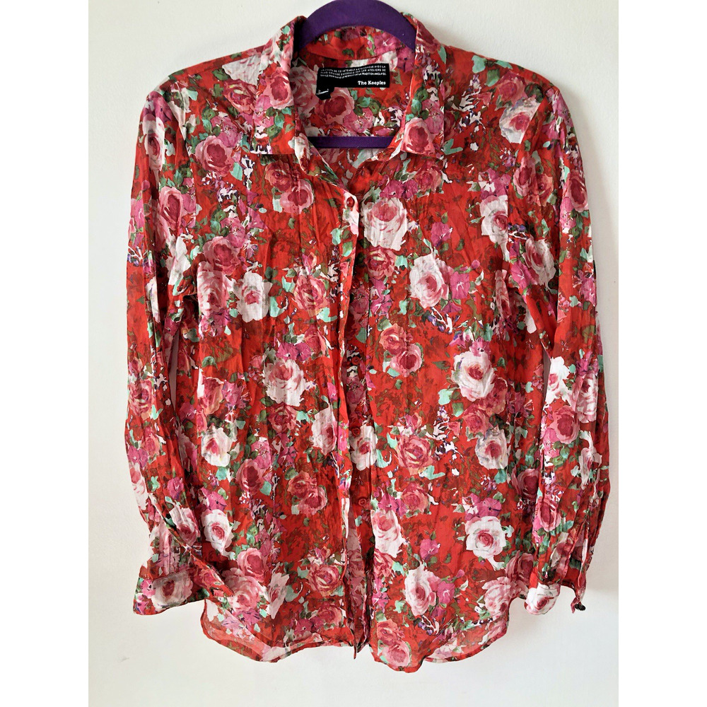 The Kooples Red Floral Blouse Size Large